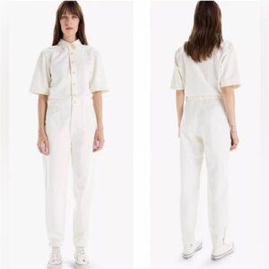 MOTHER Ivory Button-Up Jumpsuit